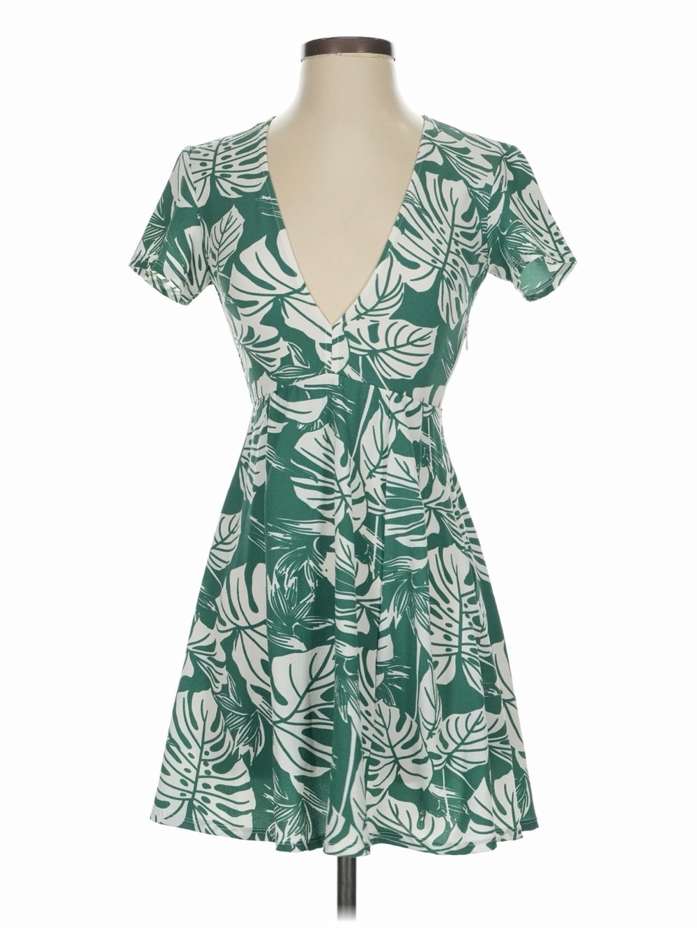Show Me Your MuMu Ibiza Dress Boca Raton White Green Leaf Palm Mini Dress